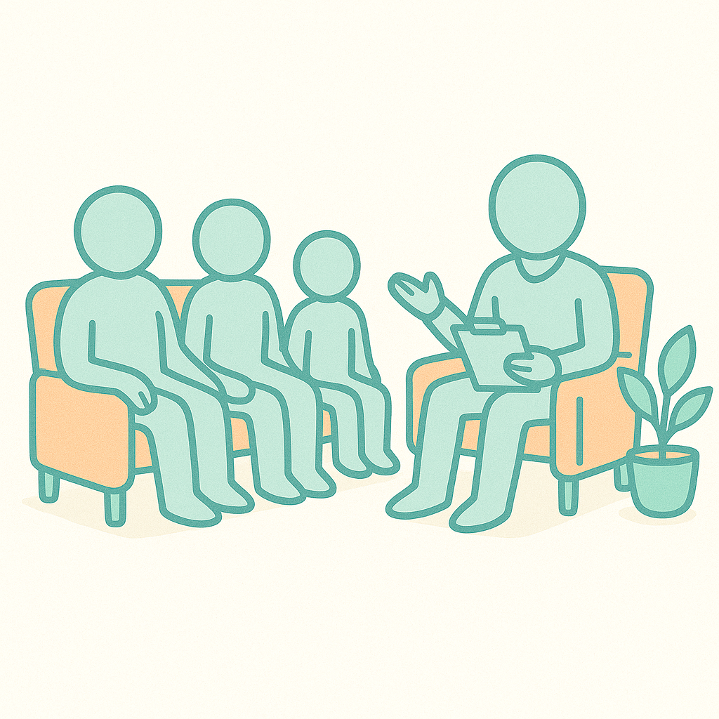 Ilustración de terapia familiar de Uniria Psicología